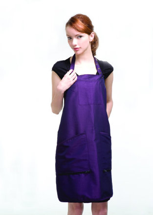 Фартук мастера DEWAL для стрижки, нейлон, фиолетовый с карманами на молниях 75х73см